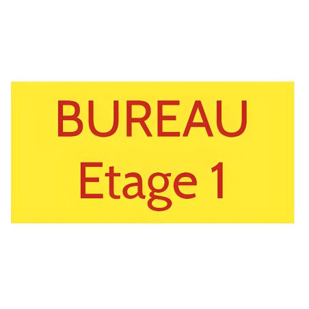 Plaque de porte personnalisée gravée - plastique jaune lettres rouges - adhésif 3M résistant - rectangle 75x150 mm usage intérie
