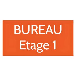 Plaque de porte personnalisée gravée - Signalétique plastique PMMA orange - Lettres blanches contrastées - Rectangle 75x150 mm -
