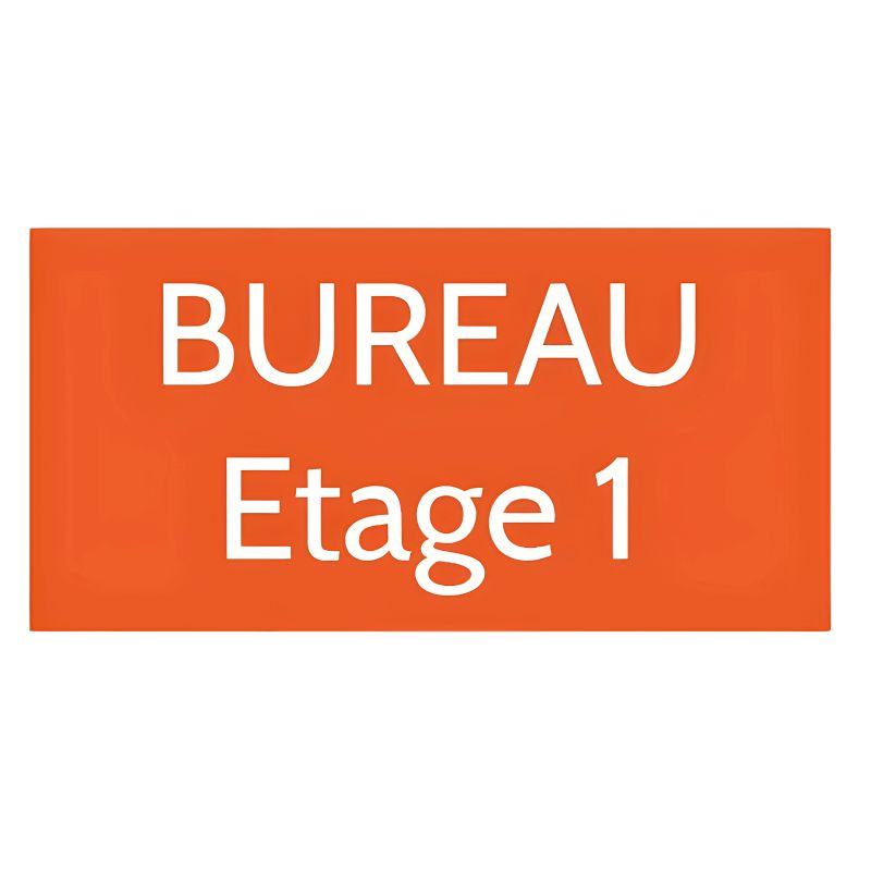 Plaque de porte personnalisée gravée - Signalétique plastique orange - Lettres blanches contrastées - Rectangle 75x150 mm - Plaque de porte personnalisée gravée - Signalétique plastique orange - Lettres blanches contrastées - Rectangle 75x150 mm -
