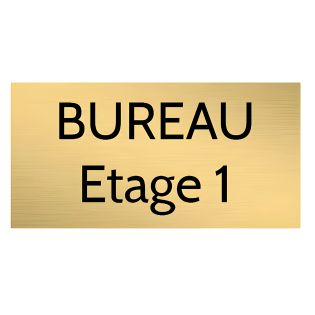 Plaque de porte personnalisée gravée - plastique or brossé - lettres noires - rectangle 75x150 mm adhésif 3M résistant intérieur