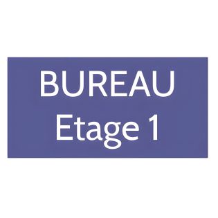 Plaque de porte personnalisée gravée - Plastique violet - Lettres blanches, adhésif 3M - Rectangle 75x150 mm, usage intérie