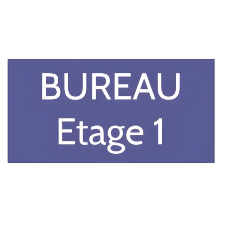 Plaque de porte personnalisée gravée - Plastique violet - Lettres blanches, adhésif 3M - Rectangle 75x150 mm, usage intérie