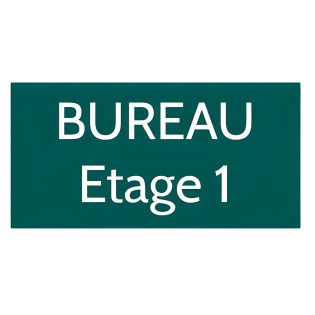 Plaque de porte personnalisée gravée - plastique vert foncé lettres blanches - rectangle 75x150 mm adhésif 3M usage intérieur ex