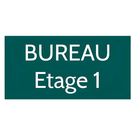 Plaque de porte personnalisée gravée - plastique vert foncé lettres blanches - rectangle 75x150 mm adhésif 3M usage intérieur ex