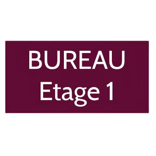 Plaque de porte personnalisée gravée - plaque plastique bordeaux lettres blanches - rectangle 75x150 mm adhésif 3M usage intérie