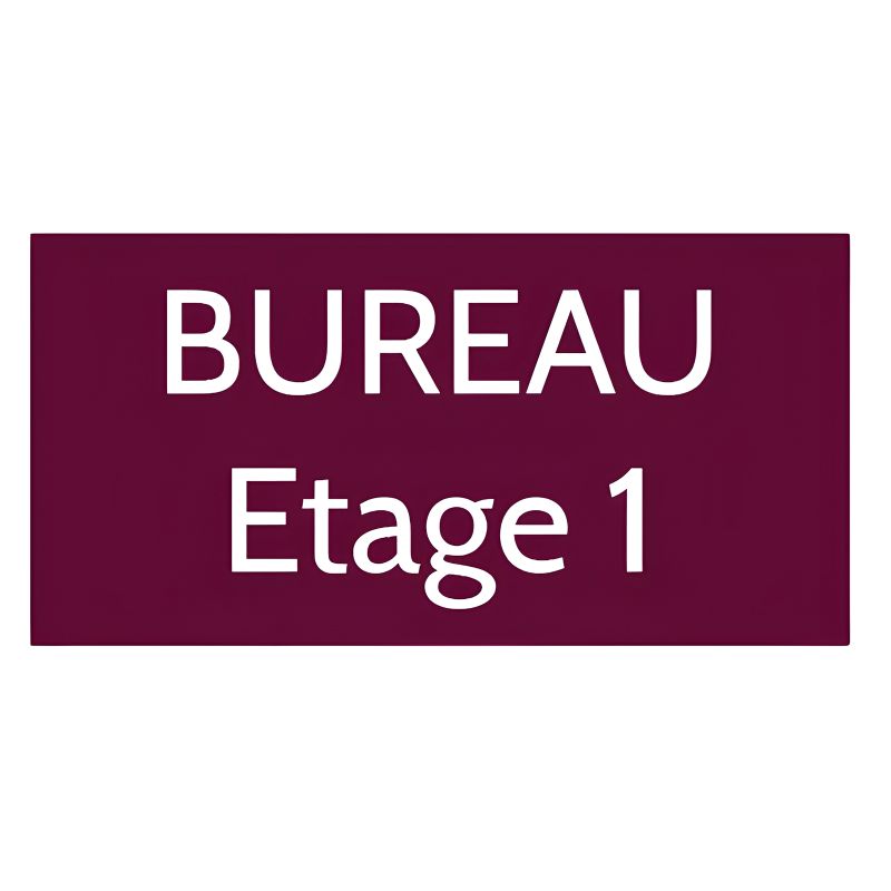 Plaque de porte personnalisée gravée - plaque plastique bordeaux lettres blanches - rectangle 75x150 mm adhésif 3M usage intérie Plaque de porte personnalisée gravée - plaque plastique bordeaux lettres blanches - rectangle 75x150 mm adhésif 3M usage intérie