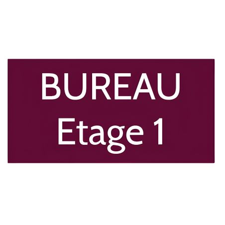 Plaque de porte personnalisée gravée - plaque plastique bordeaux lettres blanches - rectangle 75x150 mm adhésif 3M usage intérie