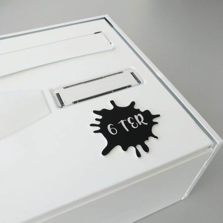 Numéro fantaisie personnalisable pour boite aux lettres couleur Camo Bleu chiffres blancs - Modèle Splash
