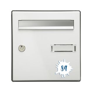 Numéro fantaisie personnalisable pour boite aux lettres couleur Camo Bleu chiffres blancs - Modèle Splash