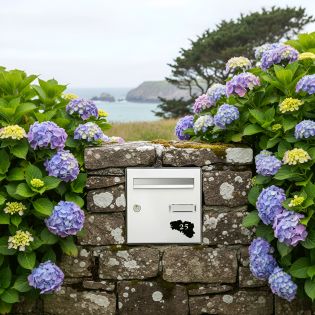 Numéro fantaisie personnalisable pour boite aux lettres couleur jaune chiffres noirs - Modèle région Bretagne