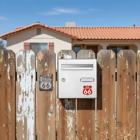 Numéro fantaisie personnalisable pour boite aux lettres couleur gris chiffres blancs - Modèle Route 66