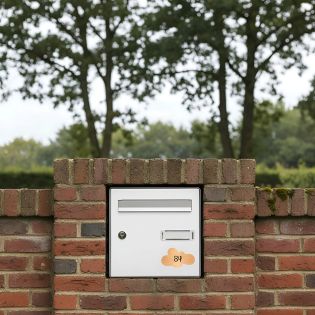 Numéro fantaisie personnalisable pour boite aux lettres couleur bleu chiffres blancs - Modèle Nuage