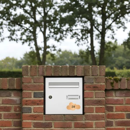 Numéro fantaisie personnalisable pour boite aux lettres couleur bleu chiffres blancs - Modèle Nuage