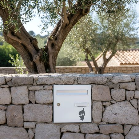 Numéro fantaisie personnalisable pour boite aux lettres couleur argent chiffres noirs - Modèle région Corse