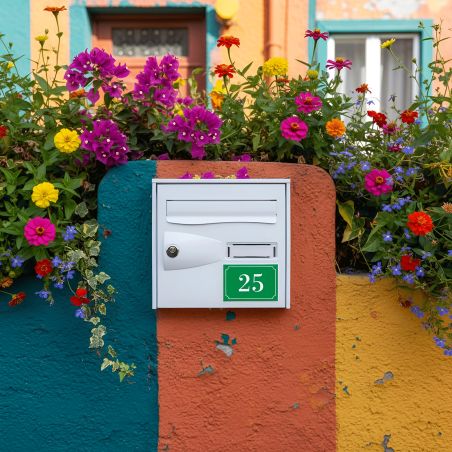 Numéro de boîte aux lettres personnalisé gravure laser - Plaque PVC cuivrée résistante - Chiffres noirs, 12x8 cm, adhésif 3M inc