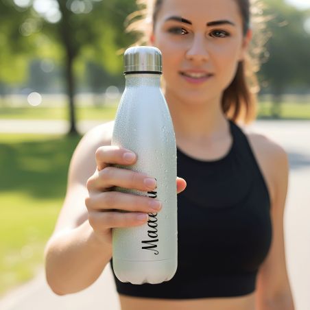 Bouteille isotherme personnalisable 500 ml | Argent à paillettes