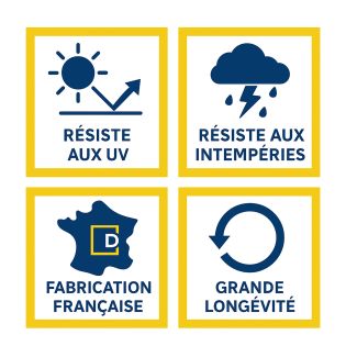 Plaque boite aux lettres Decayeux PMMA noire lettres blanches - 100x25 mm adhésive personnalisable 1 ligne avec croix occitane