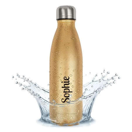 Bouteille isotherme personnalisable 500 ml | Or à paillettes