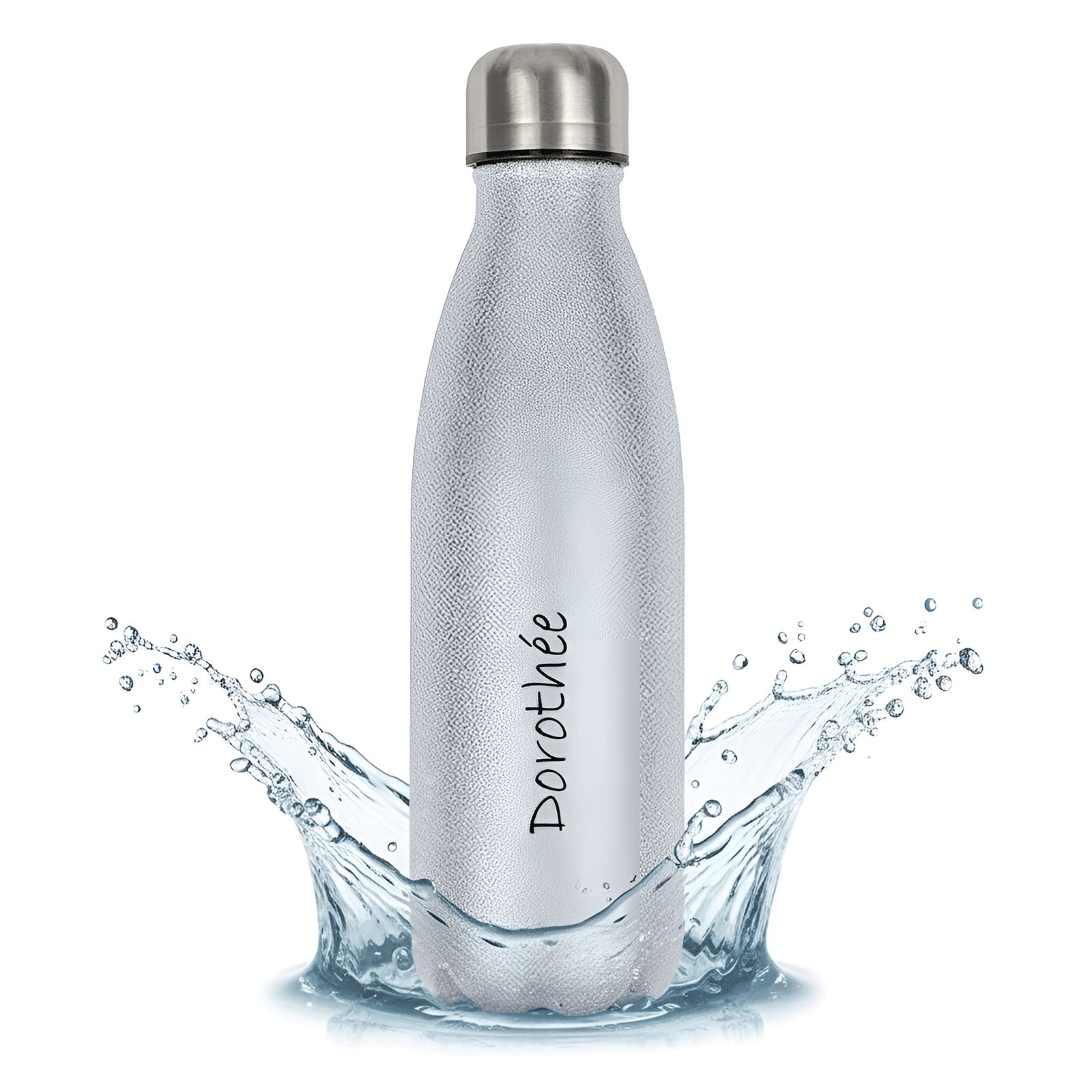 Bouteille isotherme personnalisable 500 ml | Argent à paillettes