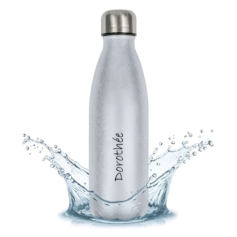 Bouteille isotherme personnalisable 500 ml | Argent à paillettes Bouteille isotherme personnalisable 500 ml | Argent à paillettes
