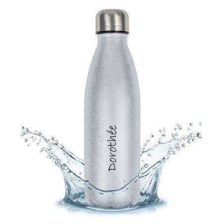 Bouteille isotherme personnalisable 500 ml | Argent à paillettes