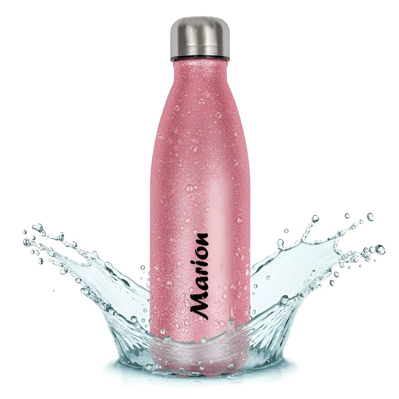 Personalizable insulated bottle with first name · Birthday gift for women · 500 ml pink glitter bottle Personalizable insulated bottle with first name · Birthday gift for women · 500 ml pink glitter bottle