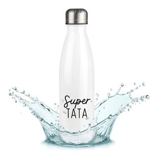 Bouteille isotherme personnalisable prénom - Inox, 50 cl - Gourde- Modèle Super Tata - Cadeau Personnalisé pour sa Tante