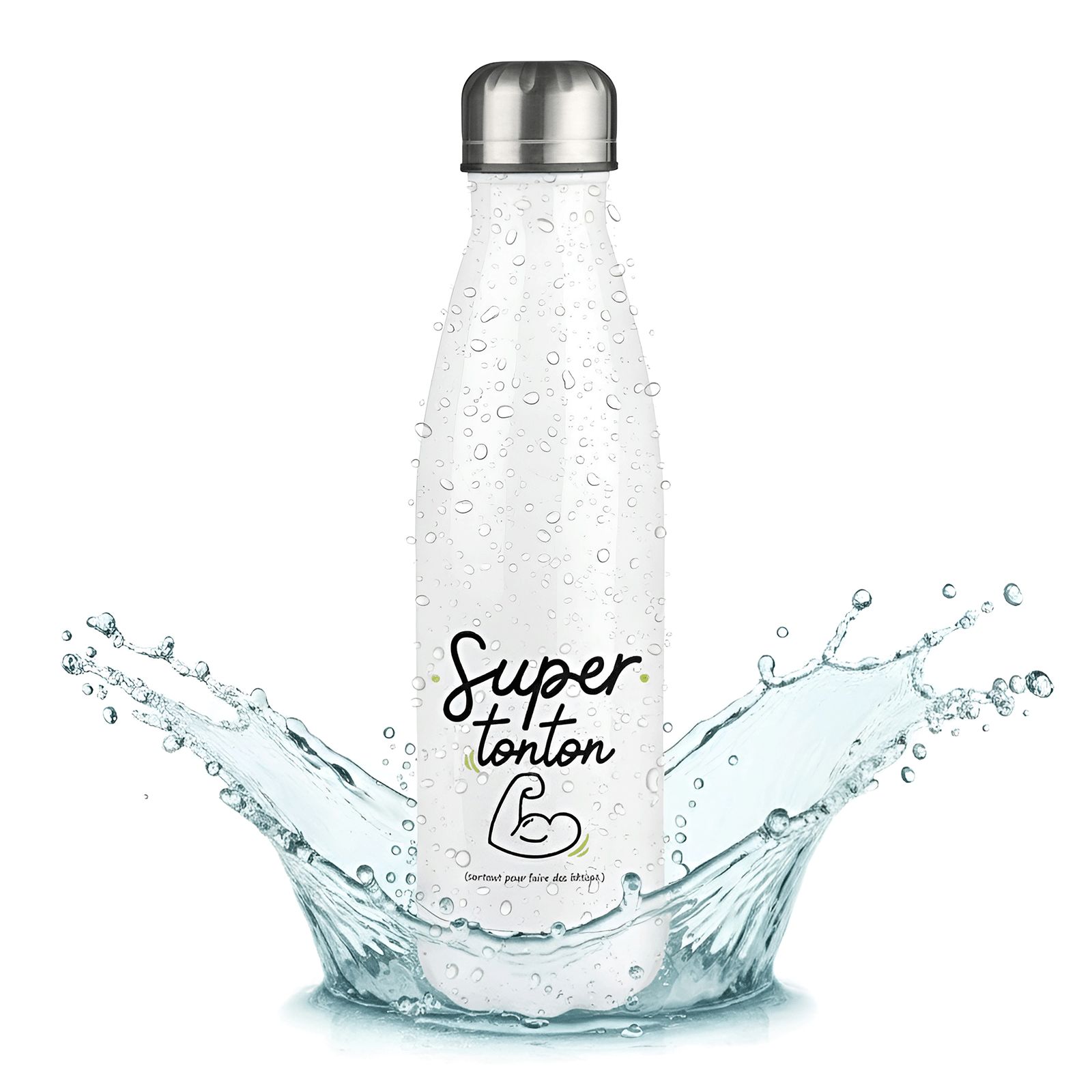 Customizable first name insulated bottle - Stainless steel, 50 cL - Super Tonton model - Personalized gift for his uncle