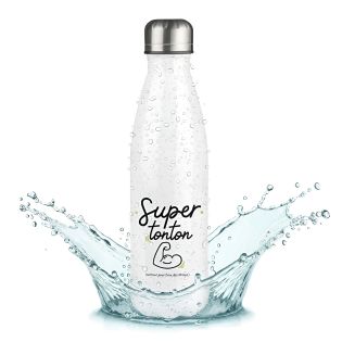 Bouteille isotherme personnalisable prénom - Inox, 50 cl - Gourde- Modèle Super Tonton - Cadeau Personnalisé pour son oncle