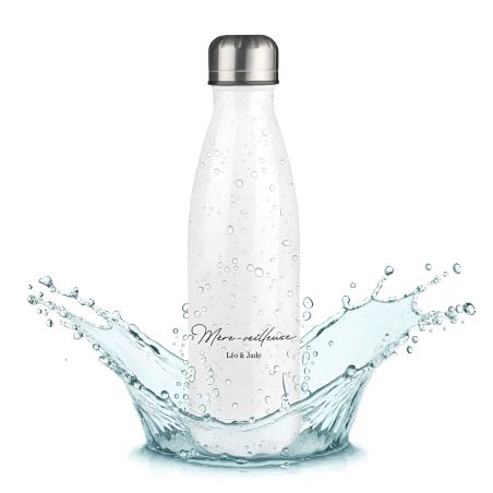 Customizable first name insulated bottle - Stainless steel, 50 cL - Mother-Nightlight model - Personalized Gift for Mom