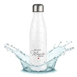 Bouteille isotherme personnalisable prénom - Inox, 50 cl - Gourde- Modèle Mamie Chérie - Idée cadeau personnalisé Mamie
