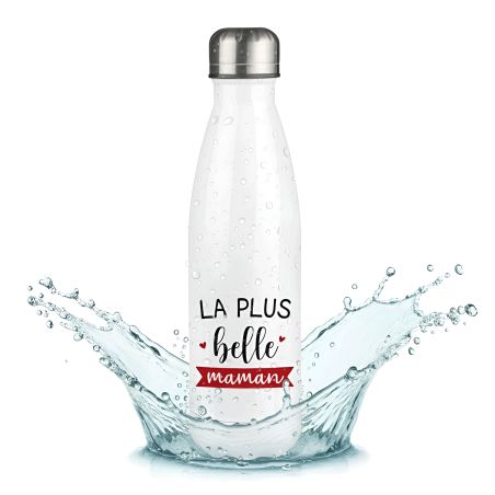 Customizable first name insulated bottle - Stainless steel, 50 cL - La plus Belle des Mamans model - Personalized Mom gift idea