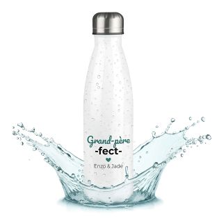 Bouteille isotherme personnalisable prénom - Inox, 50 cl - Gourde - Modèle Grand-Père-Fect- Idée cadeau personnalisé Papy