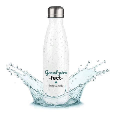 Bouteille isotherme personnalisable prénom - Inox, 50 cl - Gourde - Modèle Grand-Père-Fect- Idée cadeau personnalisé Papy