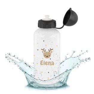 White insulated bottle for children 50 cL customizable with first name and animal motif