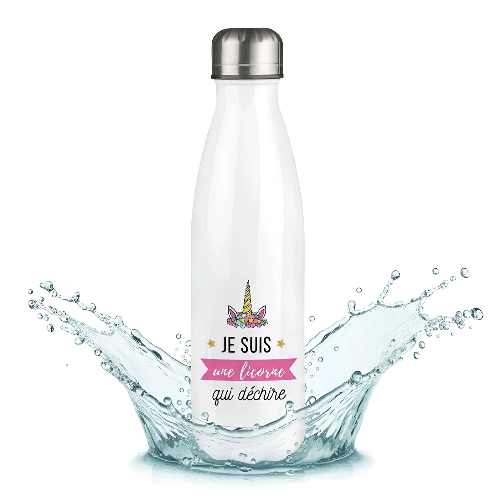 Customizable Unicorn insulated bottle with first name - Stainless steel, 50 cL - Personalized in France - Little girl gift idea