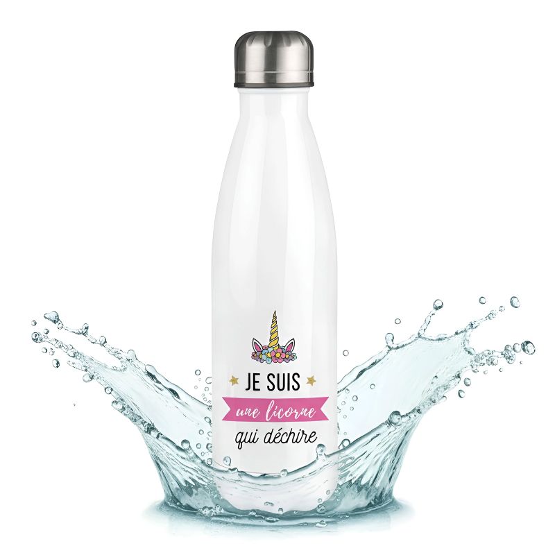 Customizable Unicorn insulated bottle with first name - Stainless steel, 50 cL - Personalized in France - Little girl gift idea Customizable Unicorn insulated bottle with first name - Stainless steel, 50 cL - Personalized in France - Little girl gift idea