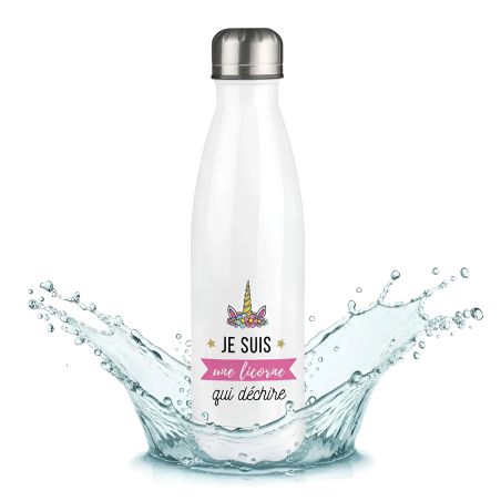 Customizable Unicorn insulated bottle with first name - Stainless steel, 50 cL - Personalized in France - Little girl gift idea