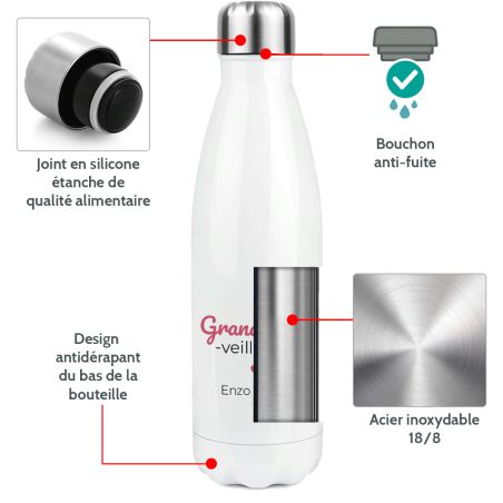 Bouteille isotherme personnalisable photo prénom logo - Inox, 50 cL - Personnalisé en France