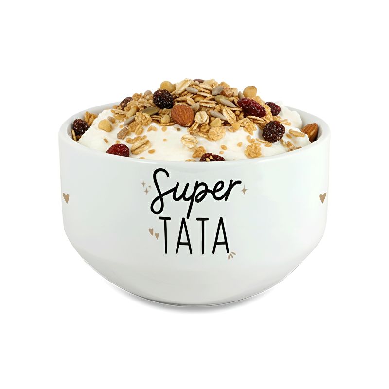 Bol personalisé Prénom pour petit déjeuner modèle Super Tata - Idée cadeau pour anniversaire de sa Tante Bol personalisé Prénom pour petit déjeuner modèle Super Tata - Idée cadeau pour anniversaire de sa Tante