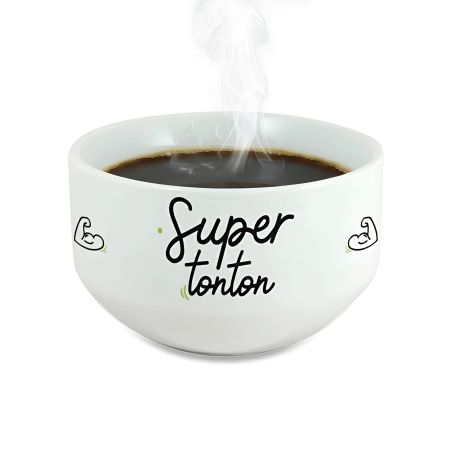 Personalized breakfast or soup bowl Super Tonton model - Personalized gift idea for your uncle