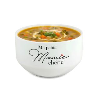 Bol personalisé petit déjeuner ou soupe modèle Ma Petite Mamie Chérie - Idée cadeau personnalisé grand-mère