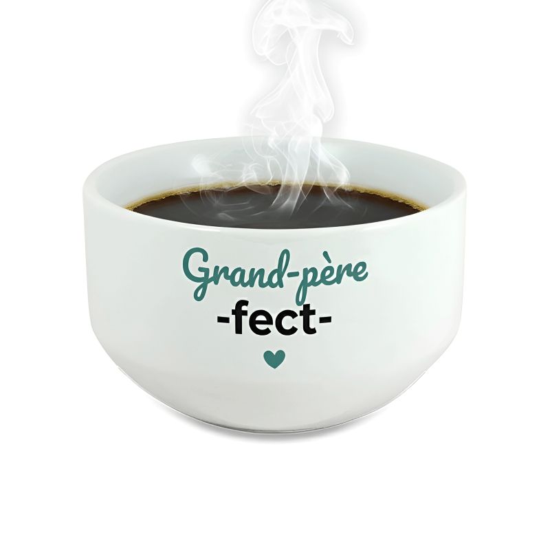 Bol petit-déjeuner personnalisable "Grand-père-fect" – Cadeau unique pour papy – Message personnalisé en impression noire Bol petit-déjeuner personnalisable "Grand-père-fect" – Cadeau unique pour papy – Message personnalisé en impression noire