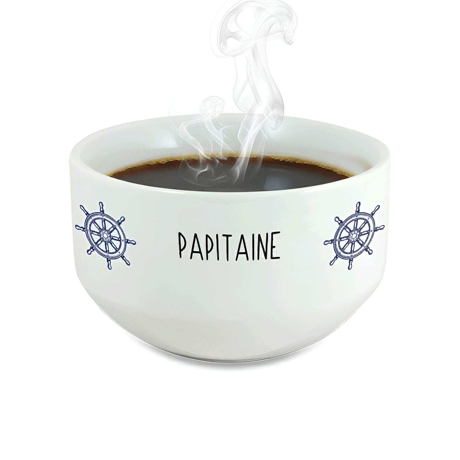 Bol petit déjeuner “Papitaine” – Cadeau fête des grands-pères original et personnalisable – Céramique blanche 500 ml