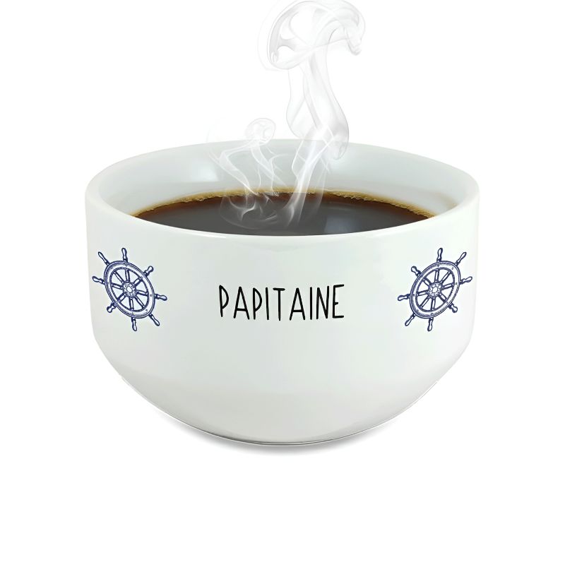 Bol petit déjeuner “Papitaine” – Cadeau fête des grands-pères original et personnalisable – Céramique blanche 500 ml Bol petit déjeuner “Papitaine” – Cadeau fête des grands-pères original et personnalisable – Céramique blanche 500 ml