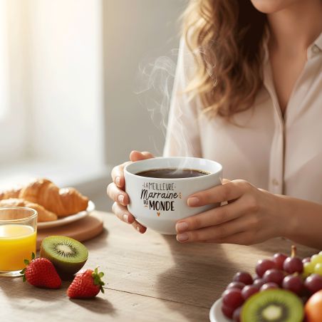 Personalized bowl First name for breakfast model Best Godmother in the world - Gift idea for your godmother