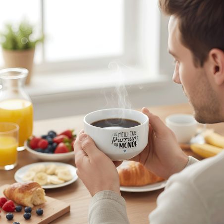 Personalized breakfast or soup bowl model Best Godfather in the World - Personalized gift idea for your godfather