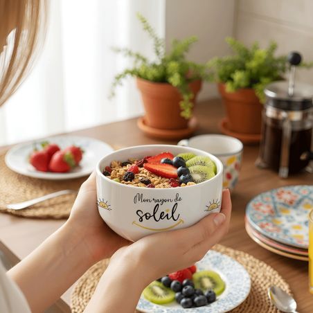 Personalized breakfast or soup bowl, Mon Rayon de Soleil model - Gift idea for your loved one