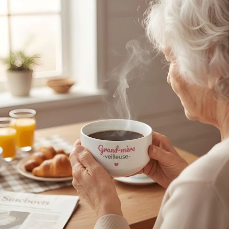 Bol petit déjeuner personnalisable Grand-mère-veilleuse · Idée cadeau personnalisé pour mamie