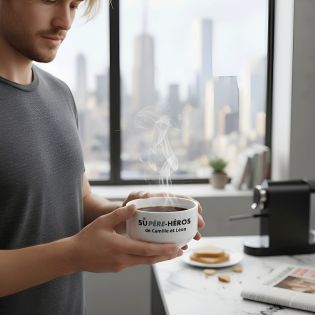 Bol petit déjeuner personnalisable Super Héros – Prénom imprimé en couleur – Cadeau enfant ou adulte original
